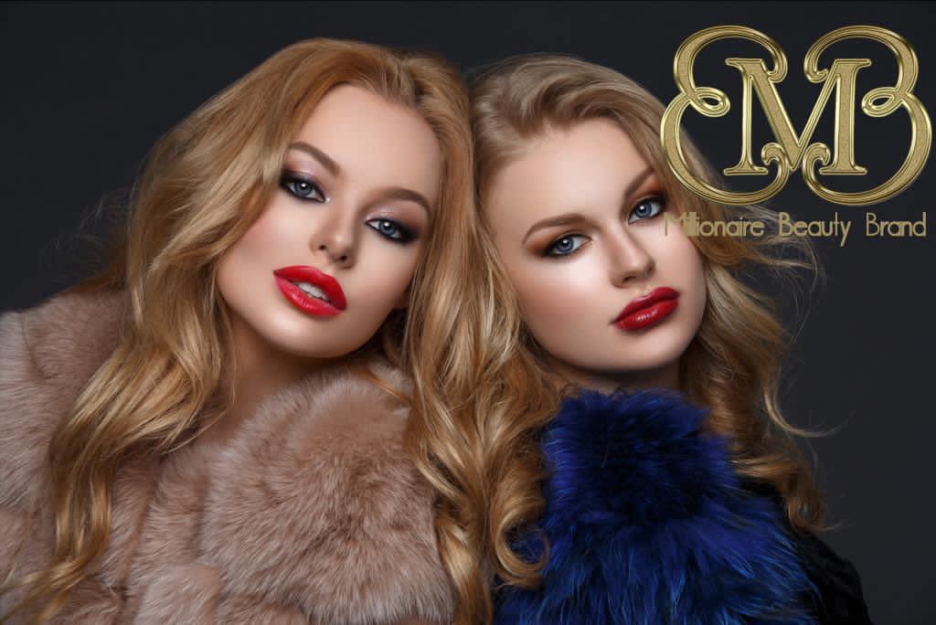 two women with glamorous makeup and fur coats from millionaire beauty brands in orlando florida