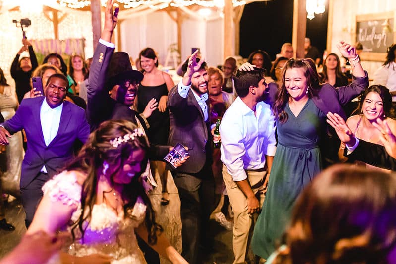 Guests enjoying the dance floor at the wedding reception, Orlando, FL