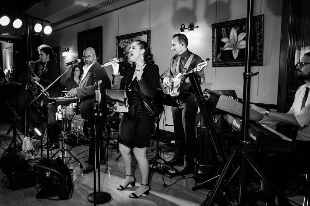 black and white picture of band