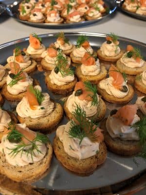 appetizers served on a platter, pate with smoked salmon, capers and dill, central, FL