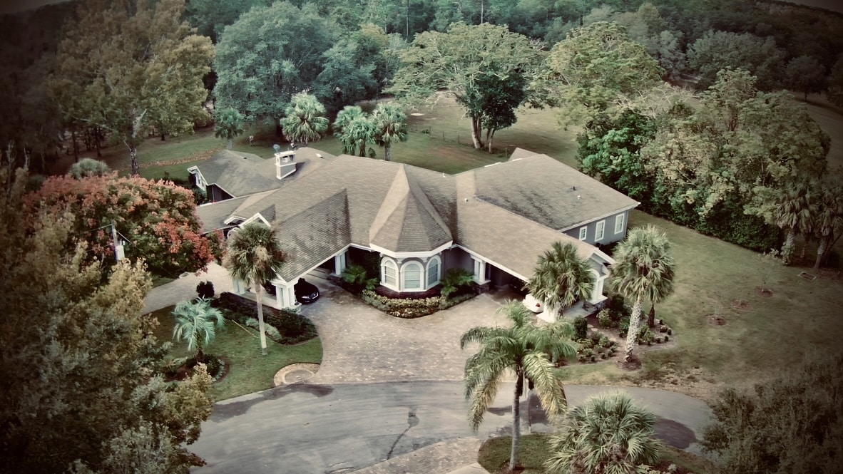 overhead view of Pegasus Manor, surrounded by trees, Orlando, FL