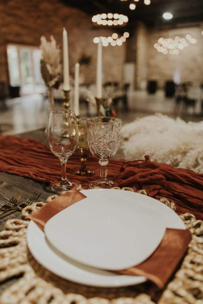 Table setting with crystal goblets