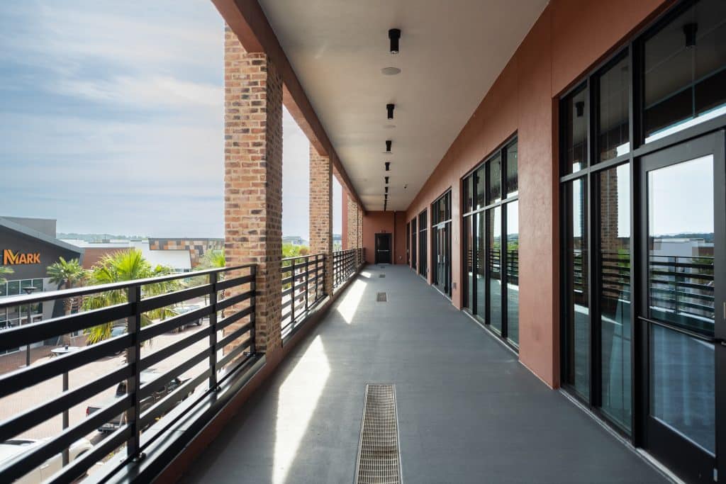 Outdoor hallway overlooking the botanical gardens, Orlando, FL