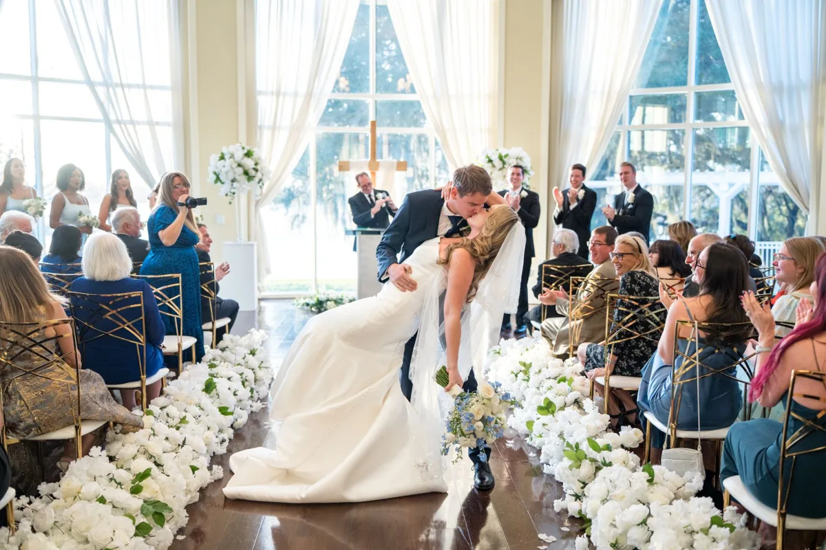 Ceremony Kiss at Lake Mary Event Center