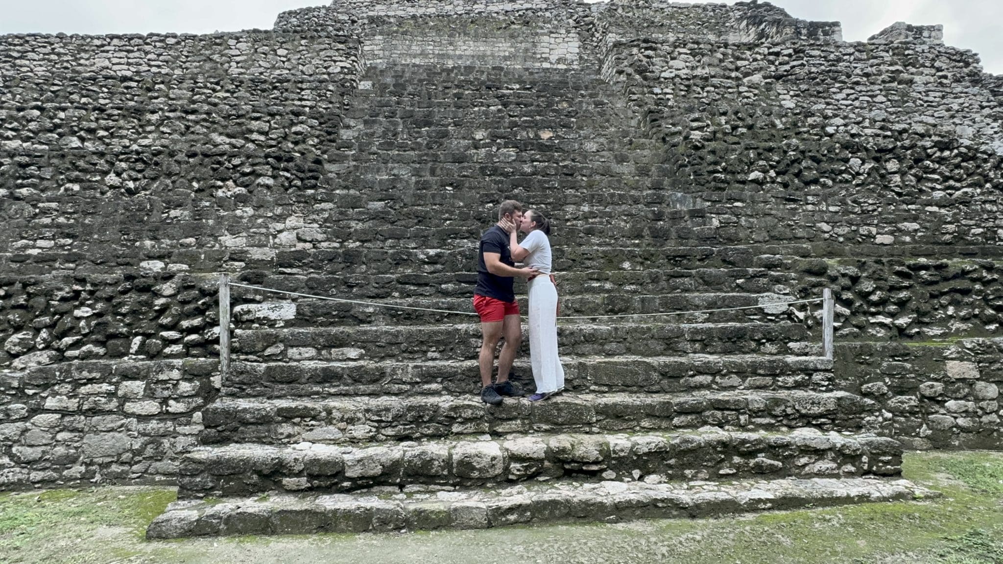 mayan ruins marriage proposal with man and woman