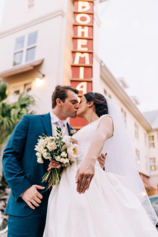bride and groom kissing outside, Author Made Photo and Video, Orlando, FL