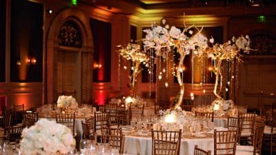 round tables, reception, tall centerpieces, Ritz-Carlton Orlando Grande Lakes, Orlando, FL