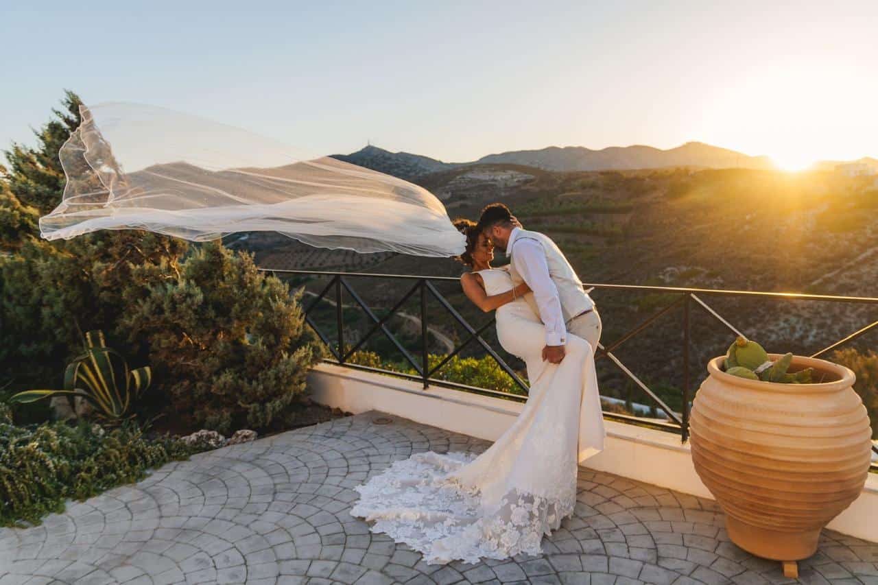 Destination Wedding portrait in Greece at wine dark seas venue