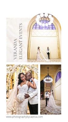 photo collage of a black wedding couple at their venue, Orlando, FL