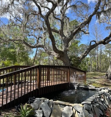 wooden bridge, Cabin 52 event venue, Orlando, FL