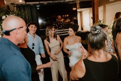 bride mingling with her wedding guests onboard the boat, Orlando, FL