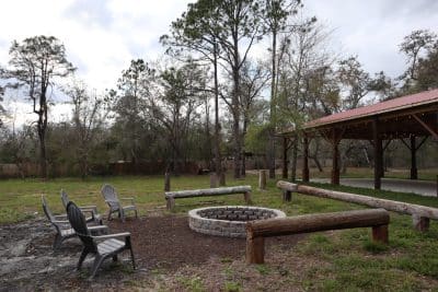 fire put area, pavilion, outdoors, trees, Orlando, FL