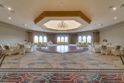 smaller room at the venue, carpet floors with a round hard wood dance floor, Rosen Shingle Creek, Orlando, FL