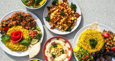 meals displayed on plates, Great Southern Box Co., food hall & bar, Orlando, FL