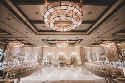 ballroom set for a reception, dance floor, long tables, The Alfond Inn, Orlando, FL