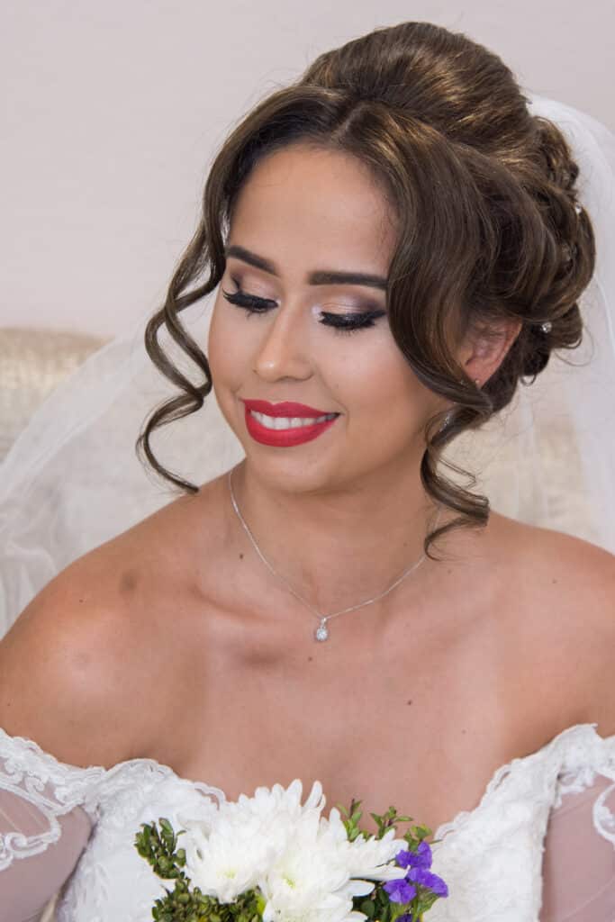 close up of a bride in her wedding gown, hair in an updo, Dream Day Digital, Orlando, FL