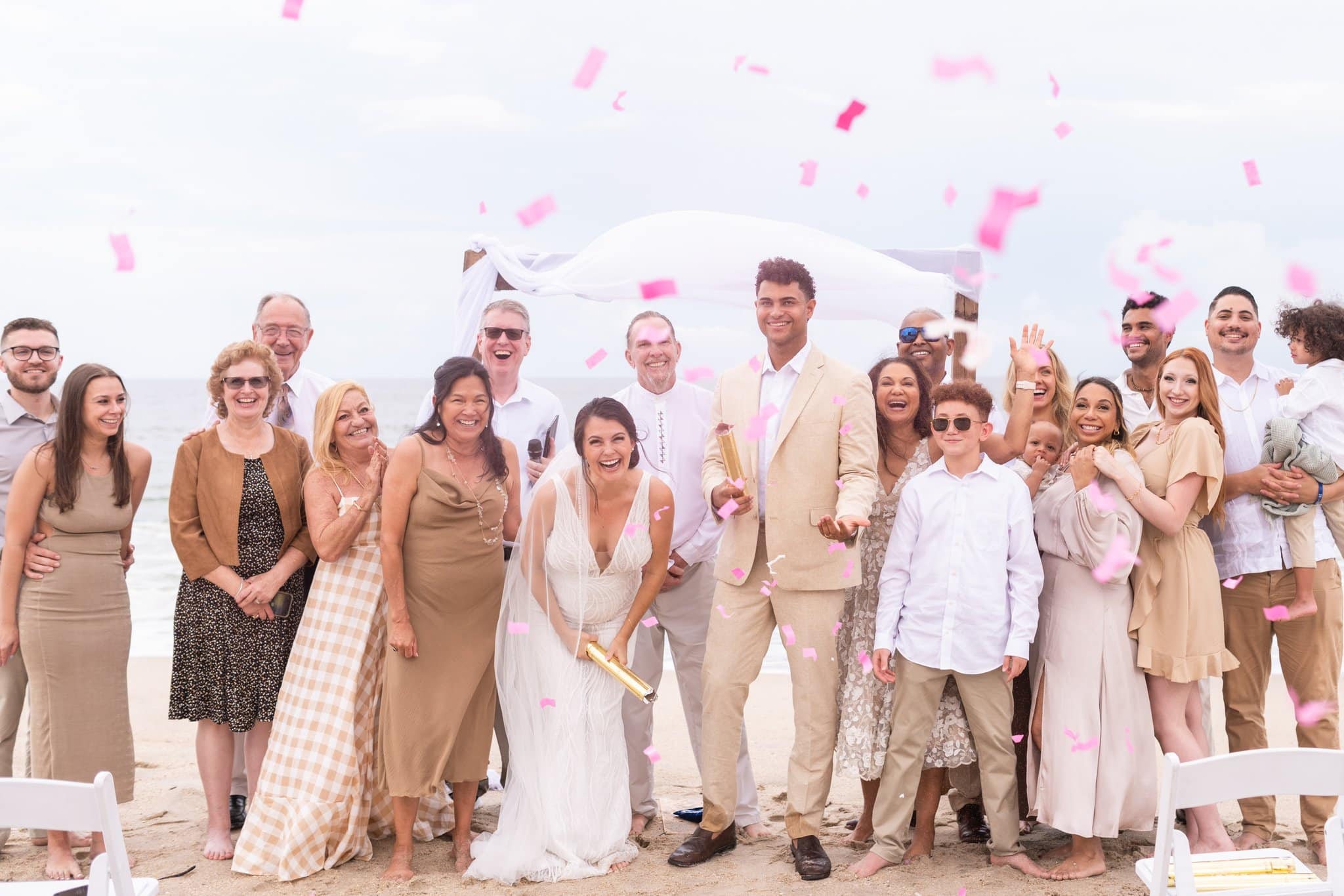 Couple celebrating their intimate wedding with only 17 guests