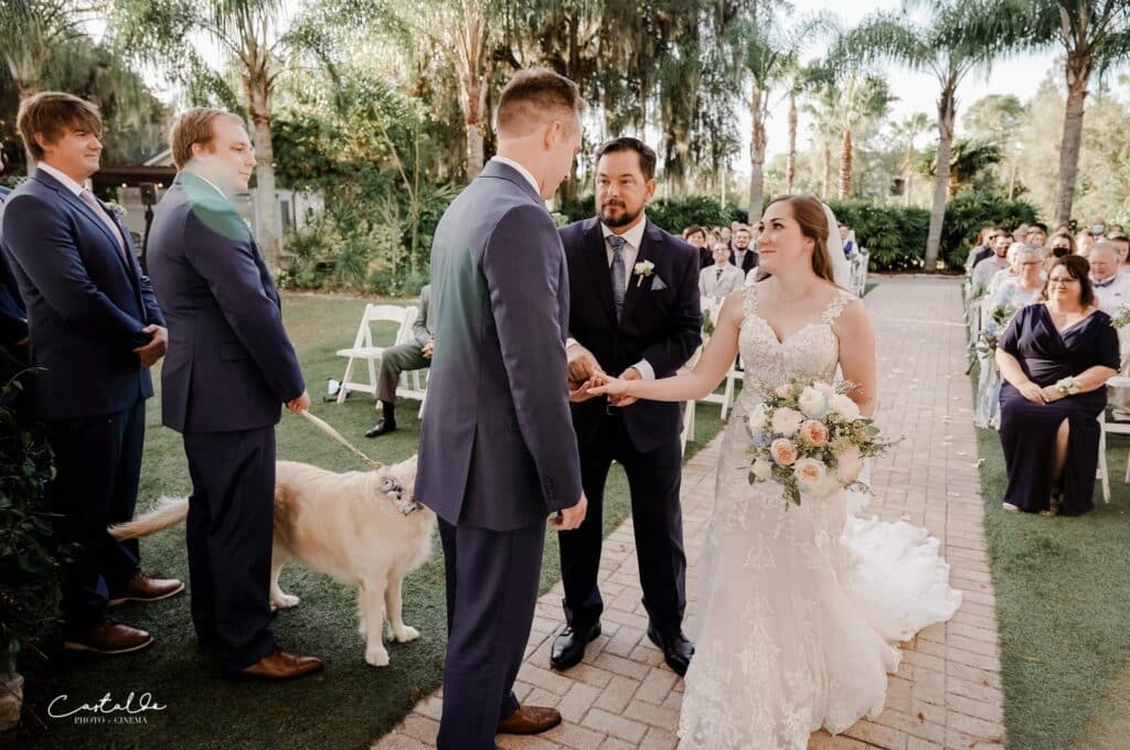 bride and groom with the officiant, Orlando, FL