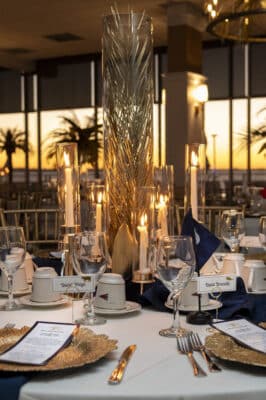 close up of a dinner table at Mount Dora Yacht Club, sunset, Orlando, FL