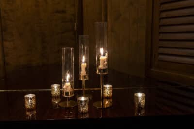 candles lit in glass votives, Mount Dora Yacht Club, Orlando, FL