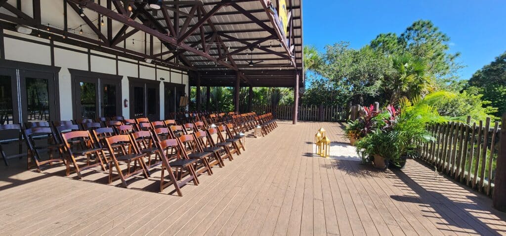 outdoor ceremony set up at the lodge, Brevard Zoo, Orlando, FL