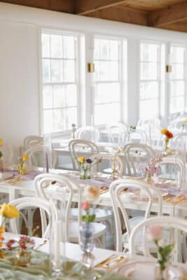 indoor reception set up, white chairs and tables, Orlando, FL