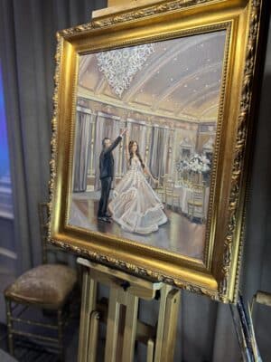 oil painting in a gold frame on an easel, Keepsake Studio, Orlando, FL