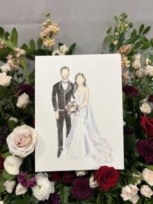 watercolor painting of the happy couple, Keepsake Studio, Orlando, FL