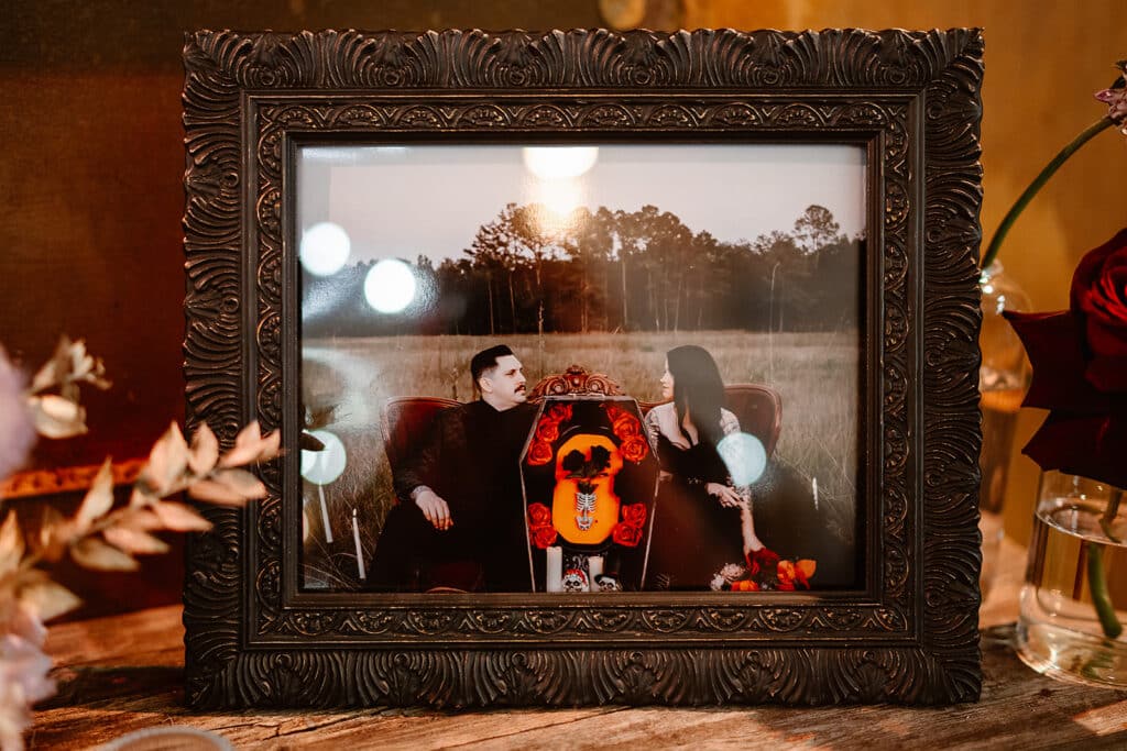 image of couple for their dark and moody wedding 