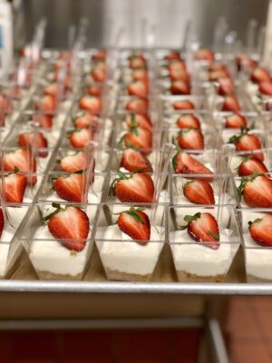 cheesecake shooters topped with strawberries, Orlando, FL