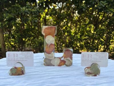 pressed flowers in the shape of an L, Orlando, FL