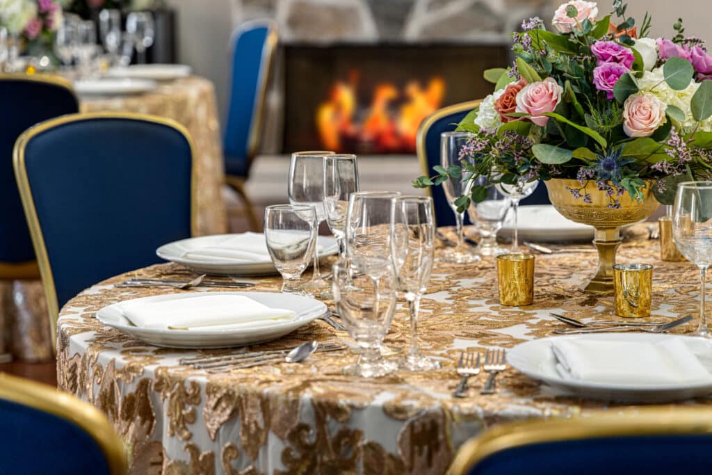 close up of a table set for a dinner reception, Orlando, FL