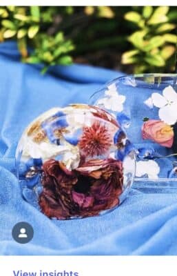 dried, pressed flowers in a glass enclosure, Lyzmily's Flower Preservation, Orlando, FL