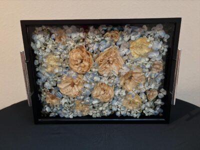 pressed flower in a shadow box with a black frame, Lyzmily's Flower Preservation, Orlando, FL