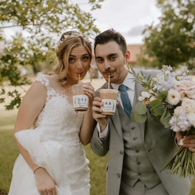 wedding couple, drinking coffee, Piccolo Coffee Co, Orlando, FL