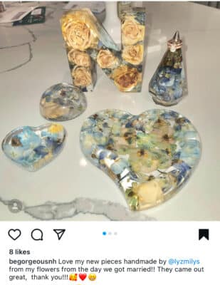 instagram post of Lyzmily's Flower Preservation pressed flowers, Orlando, FL
