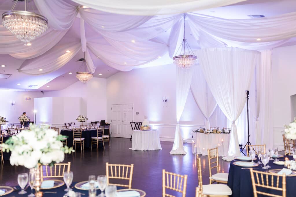 wedding reception, purple uplighting, dance floor, The Royal Crest Room, Orlando, FL