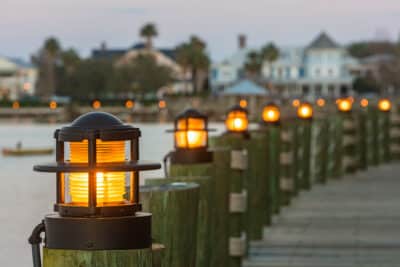 dockside, lanterns, pier, The Waterfront Inn, Orlando, FL