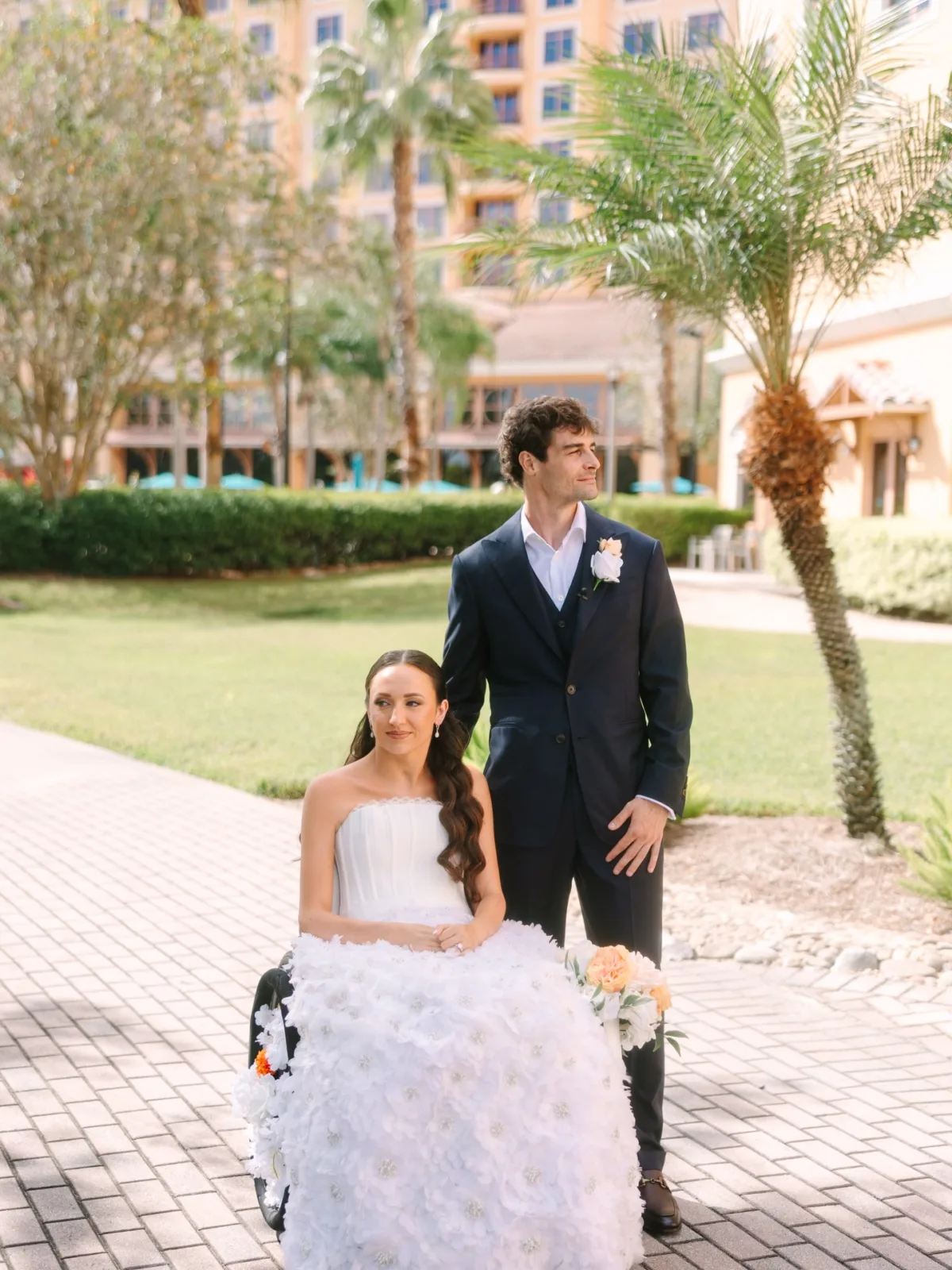Jack in his 3 piece bespoke wedding suit at Rosen Shingle Creek Wedding