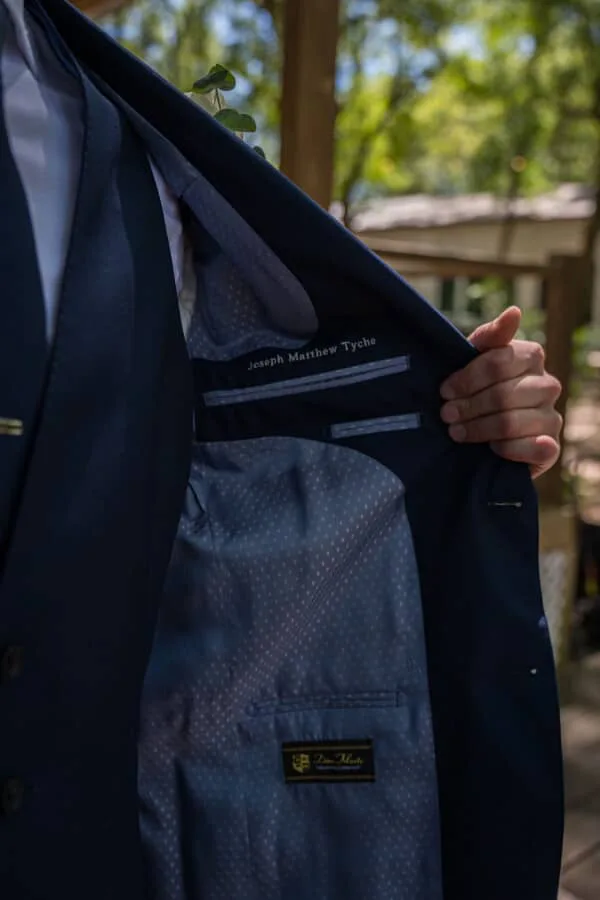 custom lining for bespoke wedding suit in Orlando