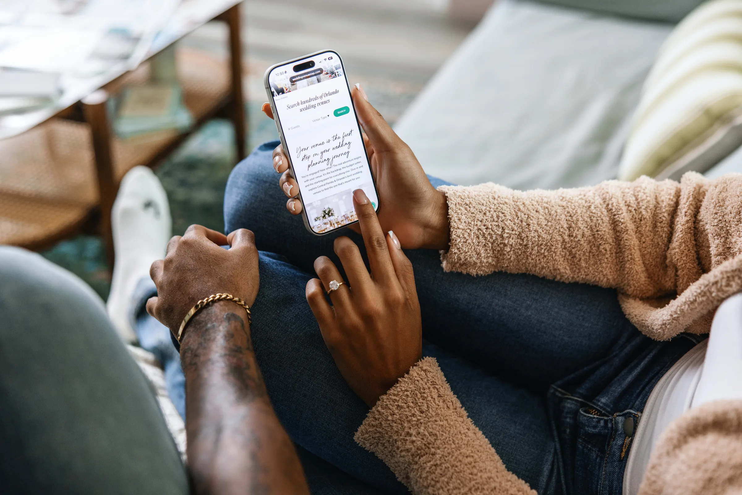 wedding venue map bumbyphotography 0466 - How to Choose a Wedding Venue Couple looking at their phone on how to choose a wedding venue through the wedding venue map website.