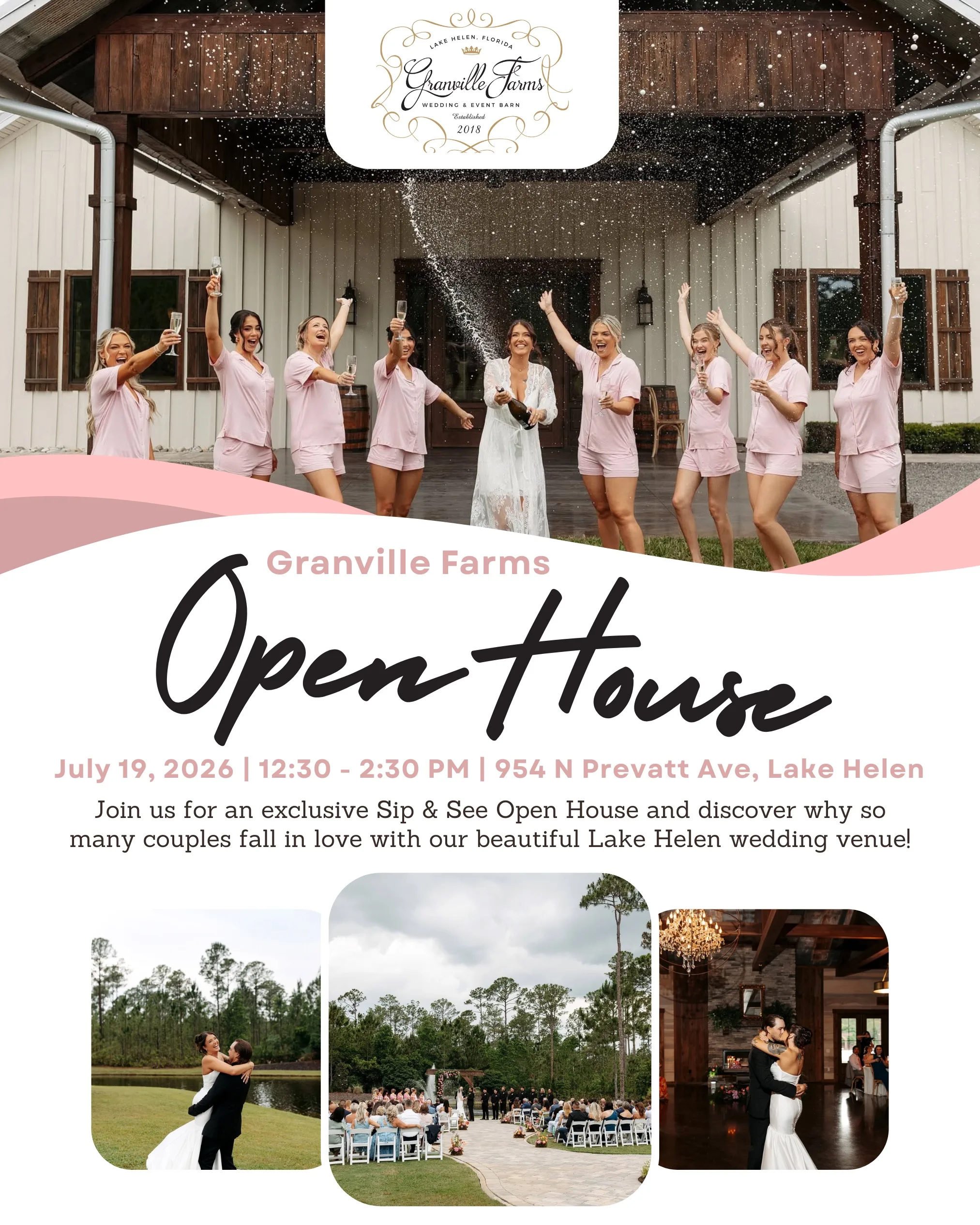 Join us for an exclusive Sip See Open House and discover why so many couples fall in love with our beautiful Lake Helen wedding venue 2