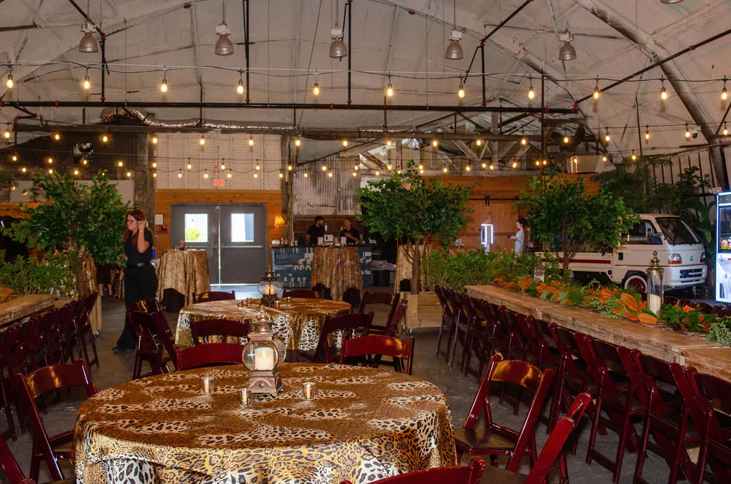WVM 120 1 - Inside Our Where the Wild Pros Are Wedding Pro Event Indoor image of the decor for our Where the Wild Pros Are wedding pro event. Showcasing the jungle theme.
