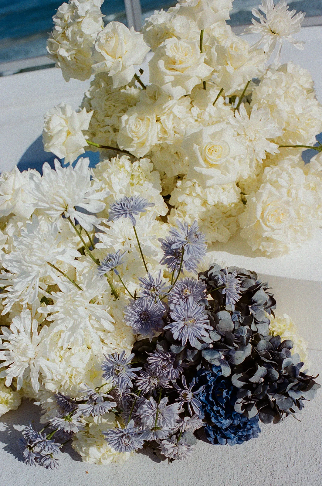 BB Cer 004 - Romantic Blush and Blue Daytona Beach Wedding Blue and white wedding florals