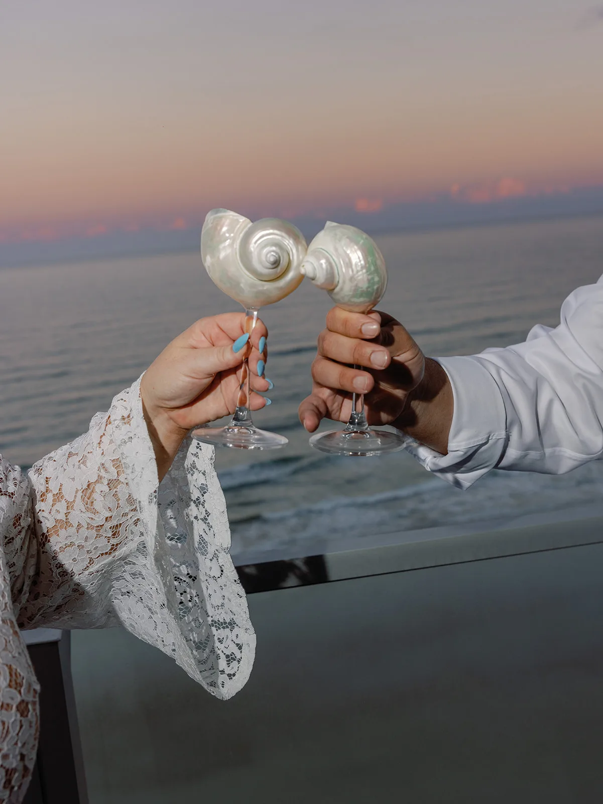 BB Rec 063 - Romantic Blush and Blue Daytona Beach Wedding Seashell glasses with stem