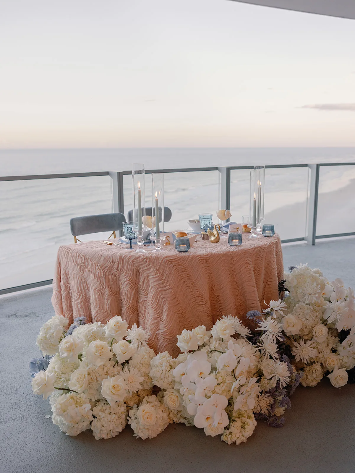 BB Rec Details 175 - Romantic Blush and Blue Daytona Beach Wedding Blush and blue sweetheart table
