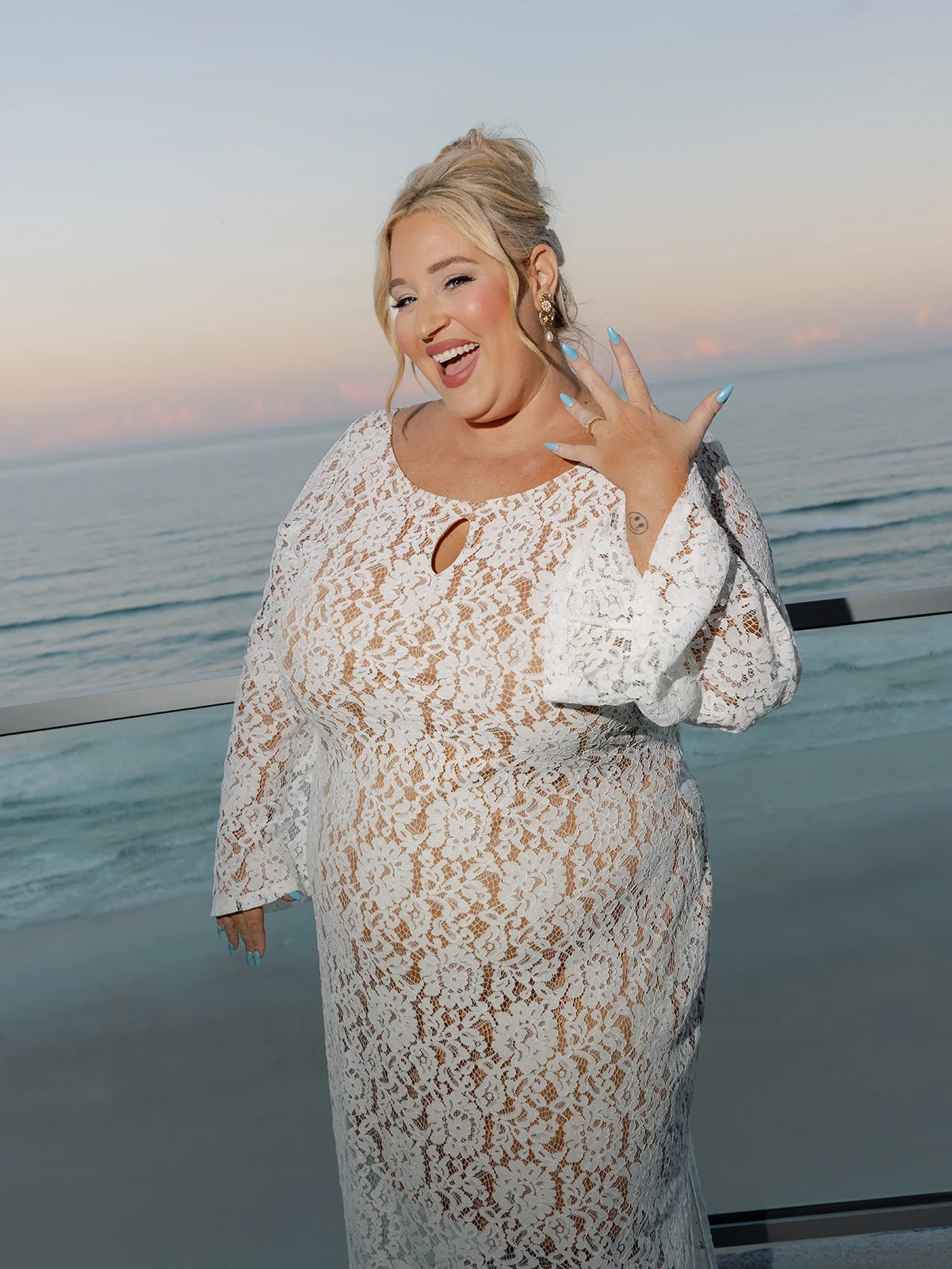 BB preview 048 - Romantic Blush and Blue Daytona Beach Wedding Bride in her second outfit, newly married