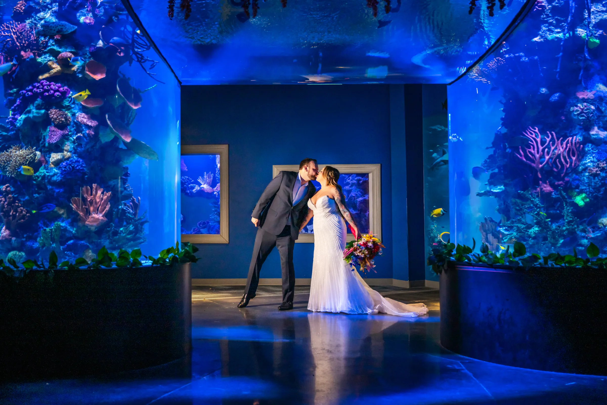 tropical aquarium wedding inspiration54 - Unique Tropical Aquarium Wedding Inspiration at Daytona Aquarium Unique Tropical Aquarium Wedding Inspiration